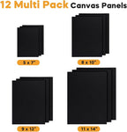 CONDA Black Canvas Board for Painting, 12 Pack Multi Size 11x14, 100% Cotton - Image 2