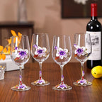 Simcat Handmade Painted Enamel Flower Glass Wine Glasses Transparent Refined - Image 2