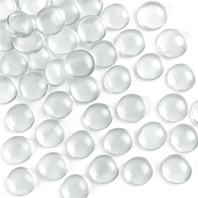FUTUREPLUSX 1LB Clear Flat Glass Marbles, Vase Filler Glass Pebbles Floral by FuturePlusX