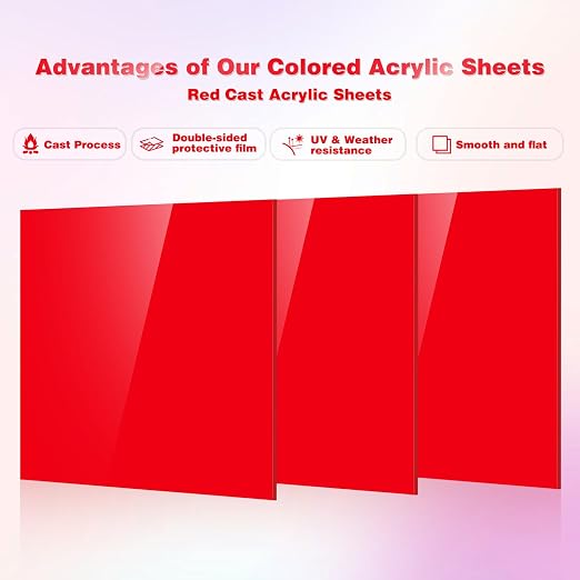 Adrattnay Red Acrylic Panels 1/8" Thick - Image 3