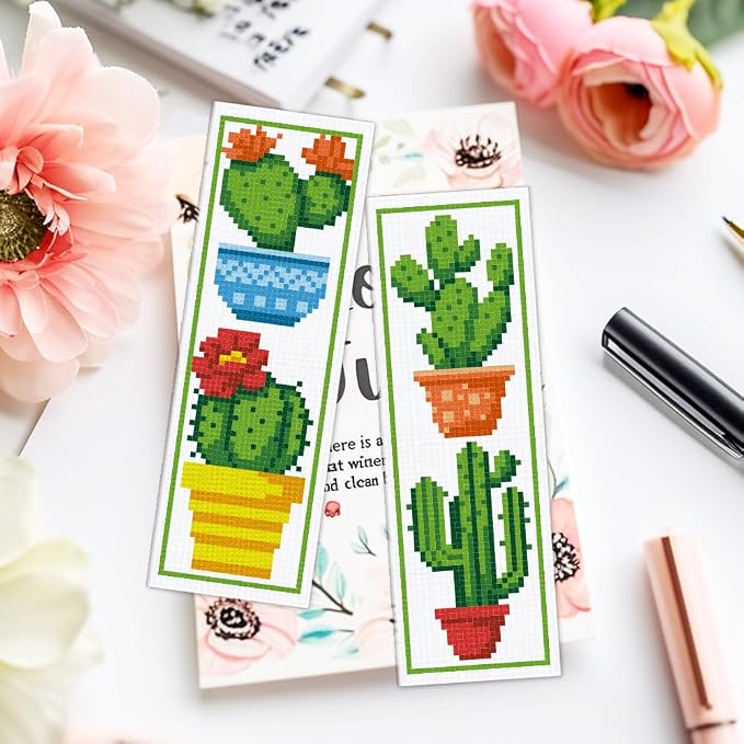 ACRNIGHEET 6PCS Cactus Cross Stitch Bookmark Kit - Image 6