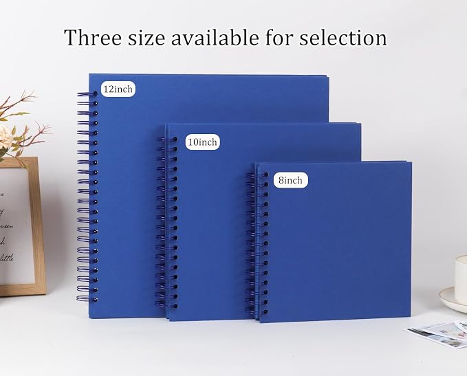 RECUTMS 8x8 Inch Scrapbook Photo Album 60 Pages Hardcover Kraft Paper Blue | - Image 6