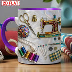 Love Sewing Personalized 2D Printed Custom Faux Stained Glass Sewing Ceramic Mug - Image 7