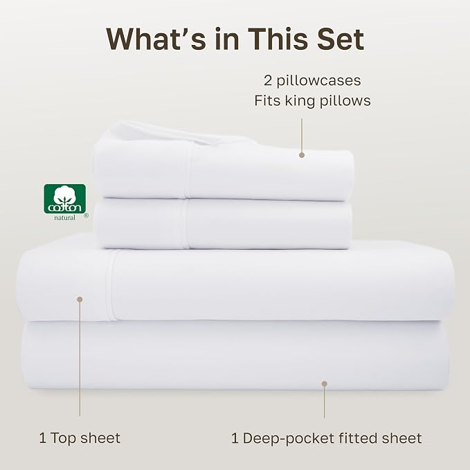 California Design Den Soft 100% Cotton Cal King Sheet Set, 400 TC Good - Image 4