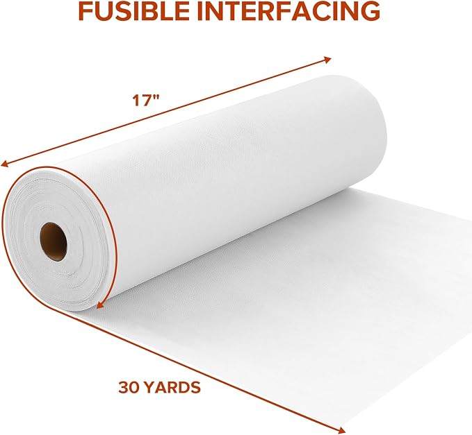ZOMONETI Medium Weight 17in x 30yd White Iron On Non-Woven Fusible Interfacing - Image 2