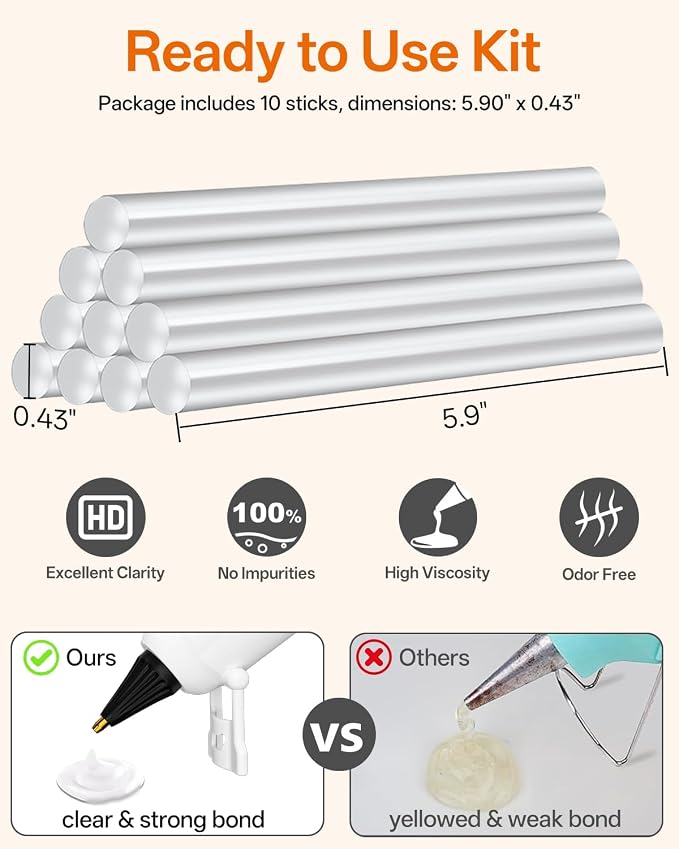 Full Size Hot Glue Gun with 10 Glue Sticks | 80W High-Power Fast Heating - Image 4