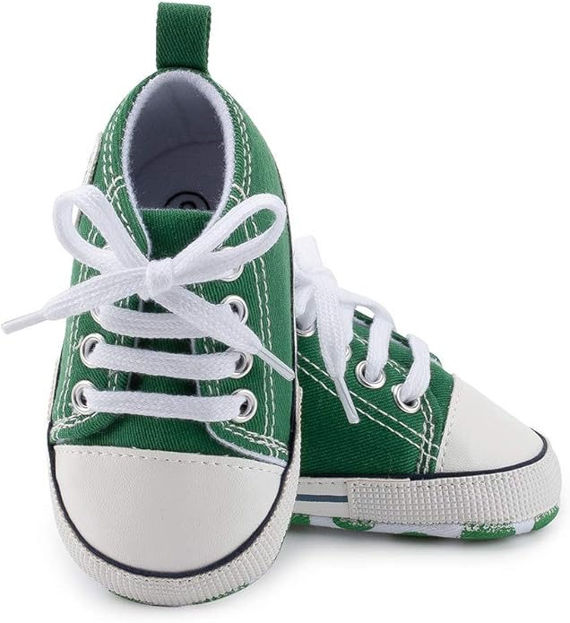 Meckior Baby Girls Boys Canvas Sneakers Soft Sole High-Top Ankle Infant First Walkers Crib Shoes