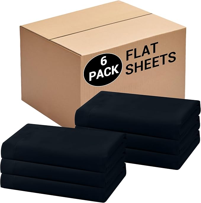 Bulk Twin Flat Sheets Only, 6 Pack Quick Sort Top Bed Sheet, Color-Coded Label by Culve