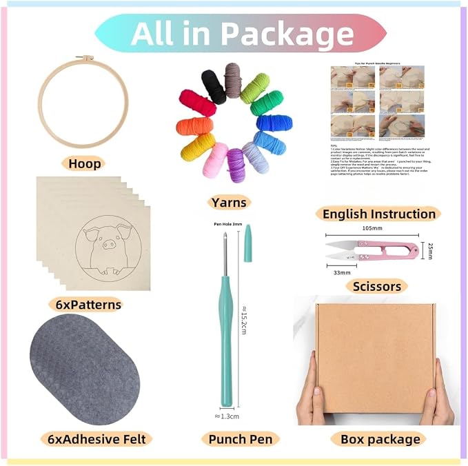 6PCS Punch Needle Coaster Kit Merry Christmas Theme Easy - Image 2