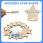 50PCS Wooden Star, Made of Basswood, 4 Inch Unprocessed Wood Pieces, Natural - Image 2