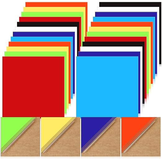 24 Pcs 8 x 8 Inch Cast Acrylic Sheets 0.08'' Thick Opaque Laser Cutting Colored by Cindeer