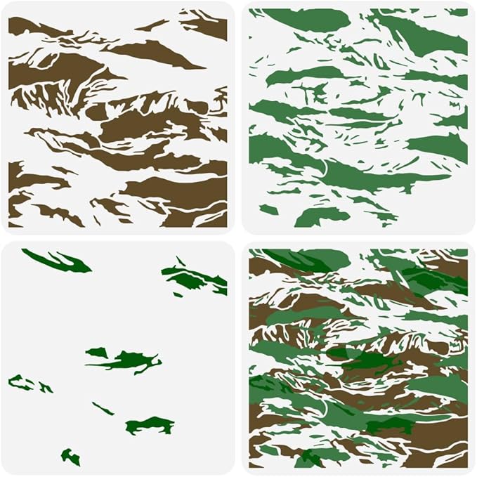 FINGERINSPIRE 3 Pcs Layered Brushstroke Camouflage Stencil 11.8x11.8inch by FINGERINSPIRE