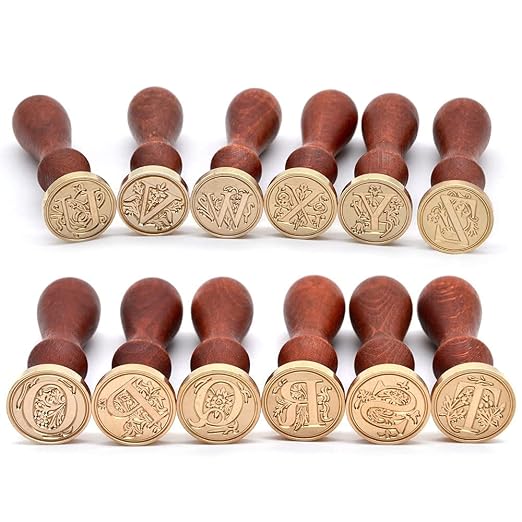 Medieval Initial Alphabet Sealing Wax Stamps, Brass Head Wooden Handle - Image 5