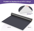 TUMIYA Heat Transfer Vinyl Reflective Black HTV Roll, Reflective HTV Vinyl - Image 2