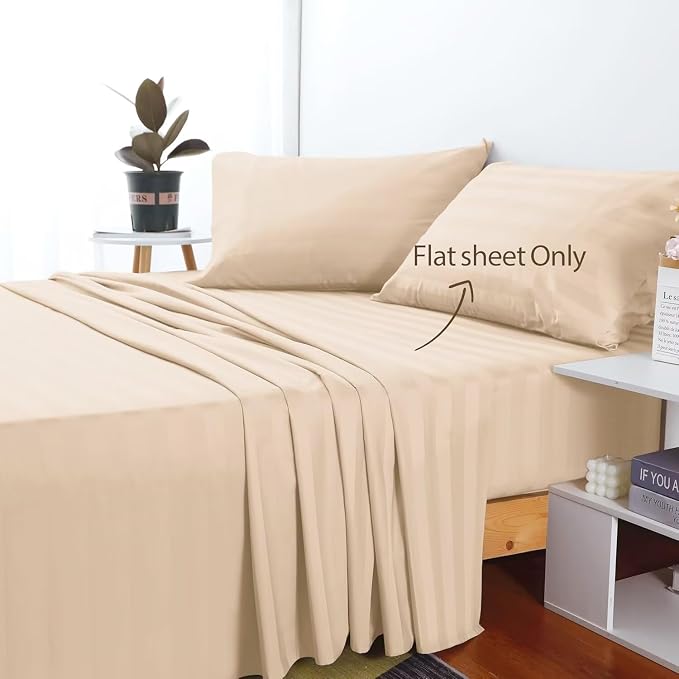 2-Pack Cotton Full Flat Sheet Only, 600 Thread Count 100% Egyptian Cotton Top - Image 2