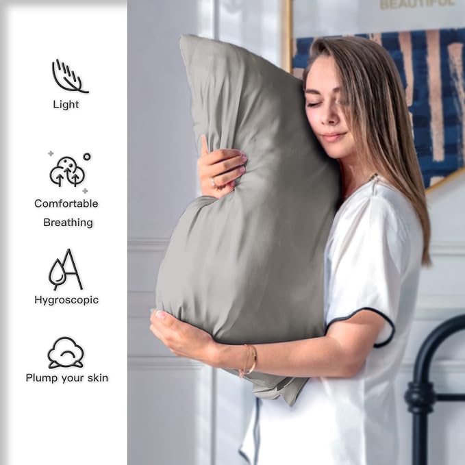 Silk Pillow Cases 2 Pack, Soft Breathable and Sliky Queen Size Pillow Cases Set - Image 3