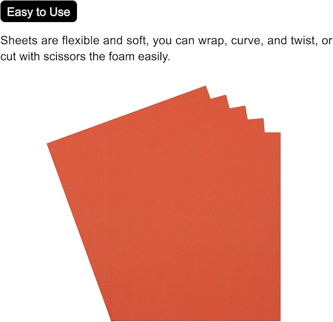MECCANIXITY EVA Foam Sheets Orange 19.7 Inch x 19.3 Inch 1mm Thick Crafts Foam - Image 4