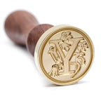 Medieval Initial Alphabet Sealing Wax Stamps, Brass Head Wooden Handle by TELOSMA