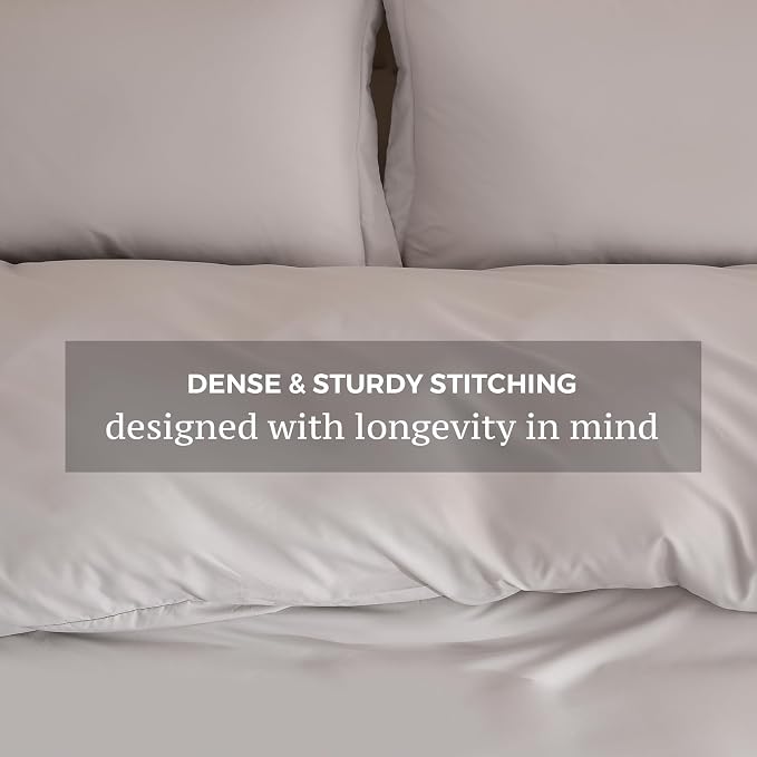 JSD Light Grey Duvet Cover Set Queen Size, 3 Piece Duvet Cover - Image 5