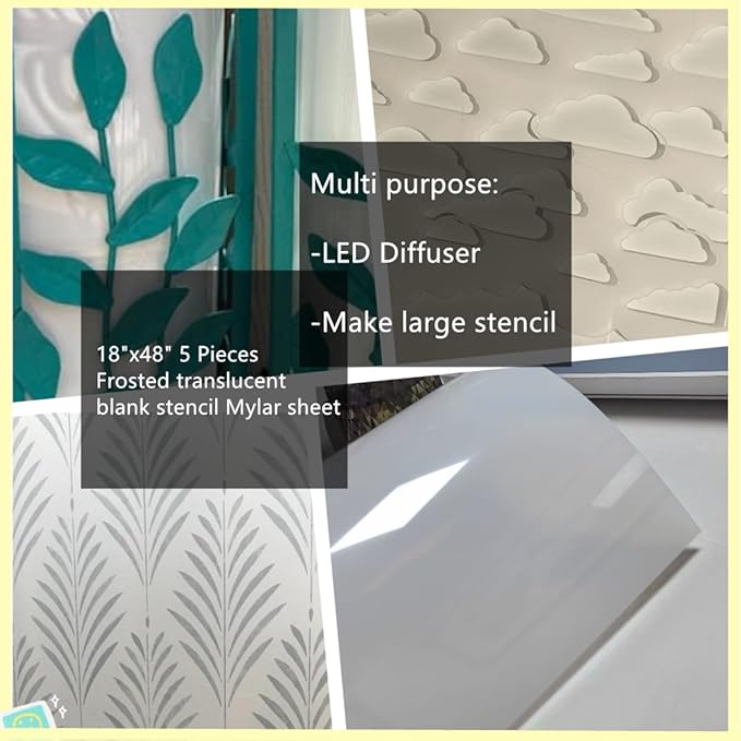 BANLTRE 18"x48" 5 Pieces Frosted Blank Stencil Translucent Acetate Mylar - Image 4