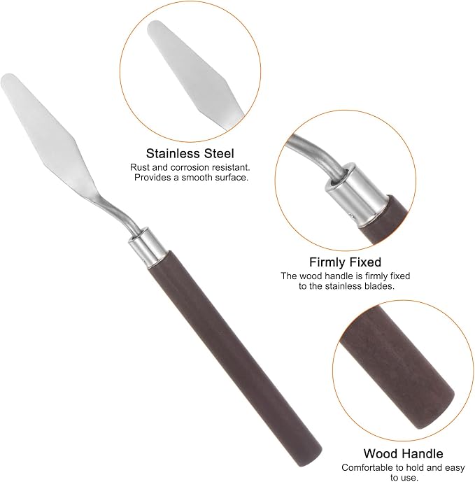 HARFINGTON 2pcs No.4 Palette Knives 15mm Width Stainless Steel Large Pointy - Image 4