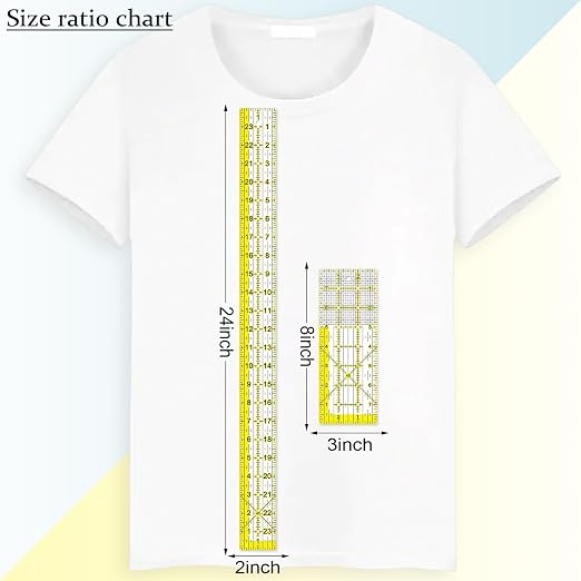 Acrylic Ruler 7 Piece Set, Non Slip Rings 50 Pieces, Quilting Rulers - Image 3