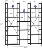 NUMENN Triple Column 5 Tier Bookshelf, Bookcase - Image 3