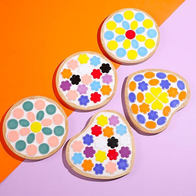 200g Ceramic Mosaic Tiles Pieces, Heart Star Oval Round Flower Shape Mosaics - Image 5