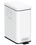 Small Trash Can with Lid Soft Close-10L/2.6 Gal Stainless Steel Outdoor Dog Poop Garbage Can-Metal Waste Bins with Pedal for Bathroom Bedroom Office-White
