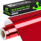 VINYL FROG Red Metallic Foil Heat Transfer Vinyl 12" x5ft Red HTV Vinyl Roll by VINYLFROG