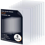 8 Pack 5"×7" Clear Transparent Plexiglass Sheets, 1/25” Thick Plexiglass Sheets by Rindion