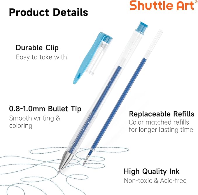 Shuttle Art 360 Pack Gel Pens Set, 180 Colors Gel Pen Set Plus 180 Color - Image 4