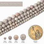 4mm Matte Flowery Cowry Fossil Bead, 15-Inch Matte Round Loose Stone Beads - Image 3