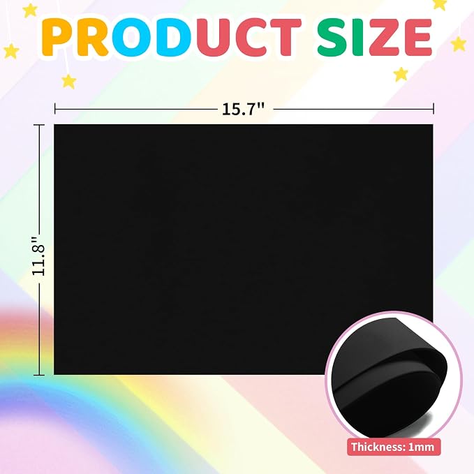 biguphate 20 Pack Black EVA Foam Sheets, 15.7 x 11.8 in, 1MM Thick Foam Paper - Image 2