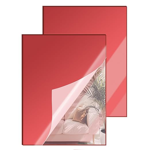 12x16 Inches Deep Red Mirror Acrylic Sheet – 2 Pcs Reflective Acrylic Panel by SAKRNIC