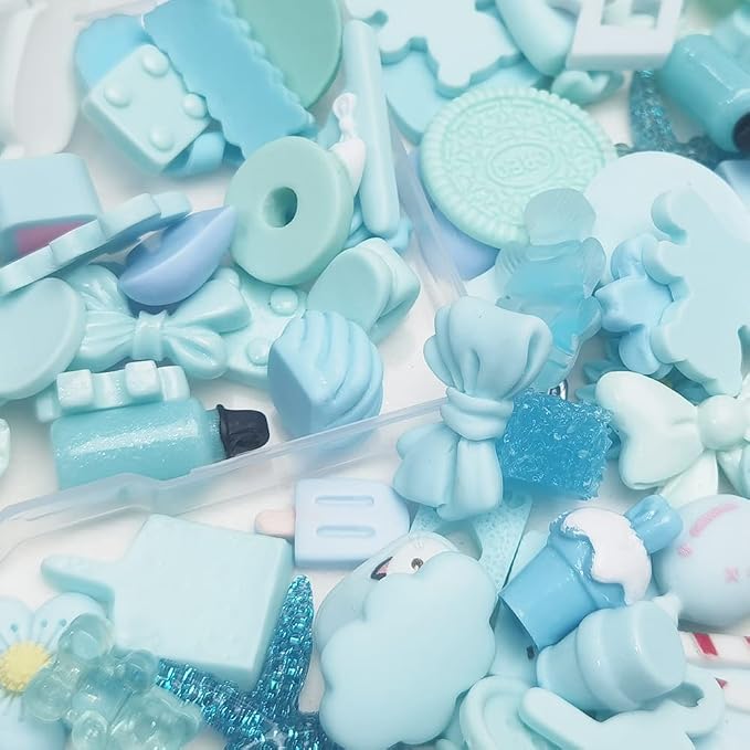 Chenkou Craft 50pcs Lots Mix Assorted Baby-Blue Craft DIY Flatbacks Resin Flat - Image 2
