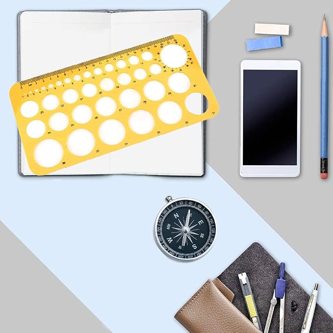 Utoolmart Circle Guide Template 22cm Geometric Drawing Template Measuring Ruler - Image 5