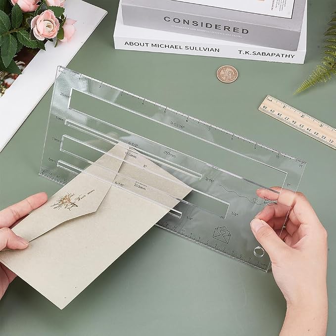 BENECREAT 4 Sizes Measurement Shipping Guide, Acrylic Mail Measurement Ruler - Image 3