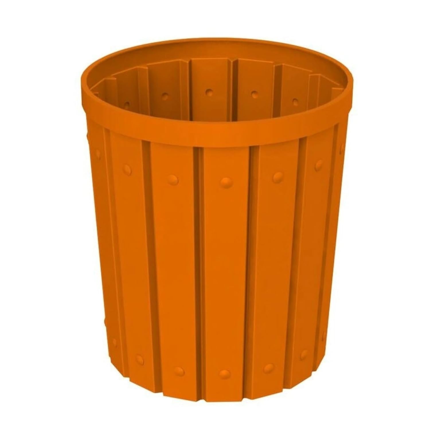 42 Gallon Slatted Circle 100% Recycled Plastic Commercial Outdoor and Indoor Trash Can with Push Open Dome Lid and Internal Liner | Great for Schools and Businesses - Orange