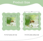 4x4 Picture Frame with Mat for 3x3, Wavy Edge Wooden Real Glass Photo Frame for - Image 3