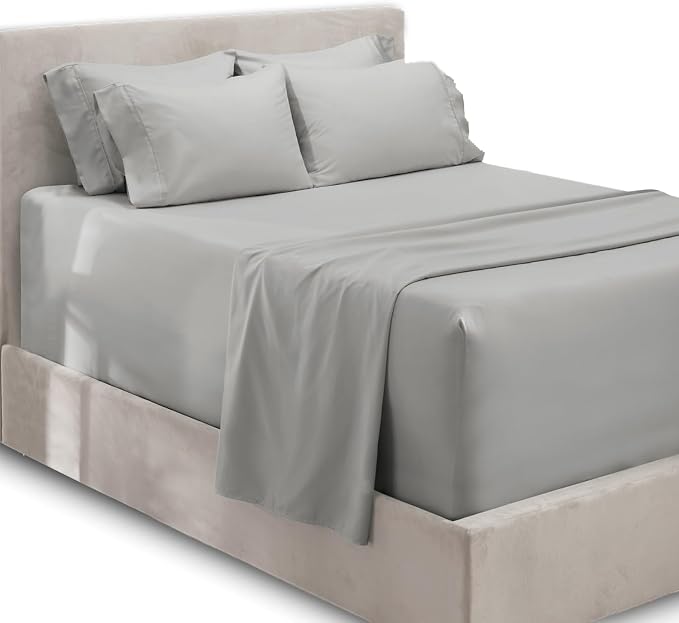 Hearth & Harbor Luxury Soft 6 Piece Bed Sheet Set Extra Deep Pocket Fitted by HearthHarbor