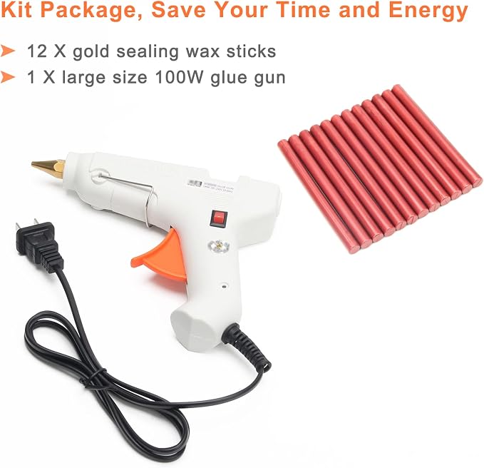 Sealing Wax Sticks 12P with Glue Gun, Luxiv 5.4" Sealing Waxs Stick 10MM Fire - Image 7