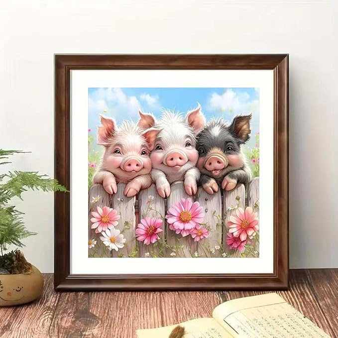 Pig Flower Diamond Art Kits For Adults, 5D Diamond Painting Kits for Beginner - Image 2