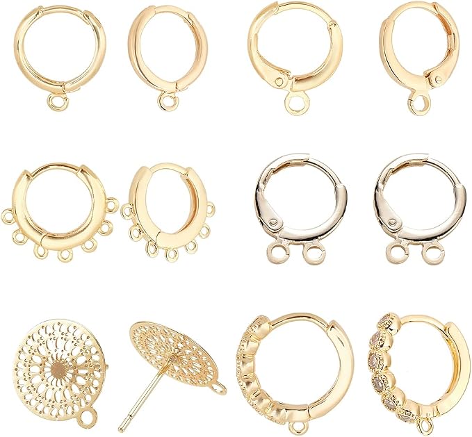 PH PandaHall 18K Gold Plated Huggie Hoop Earrings, Hole 1~2mm by PHPandaHall