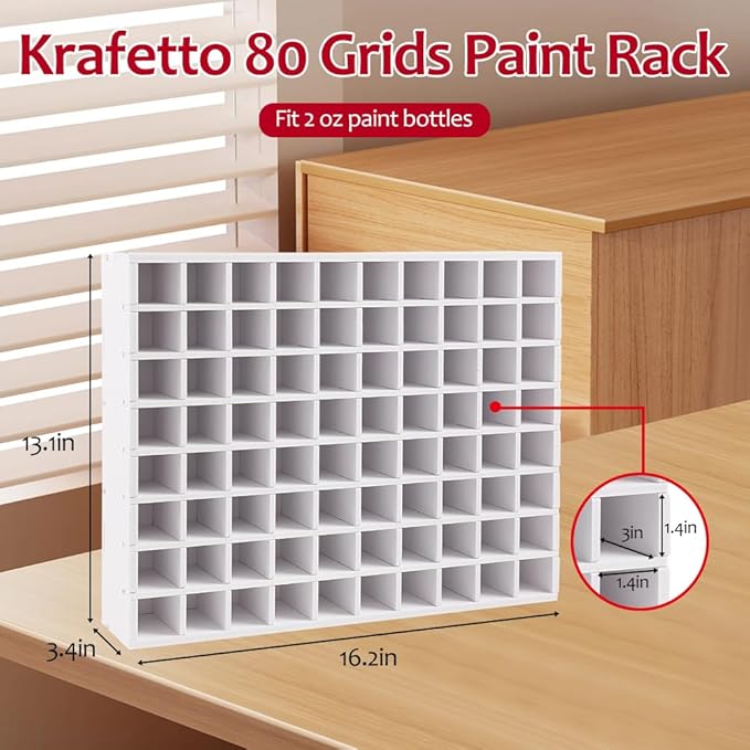 80 Grids Paint Organizer, Wall Mountable Craft Paint Storage Rack, Paint Bottle - Image 3