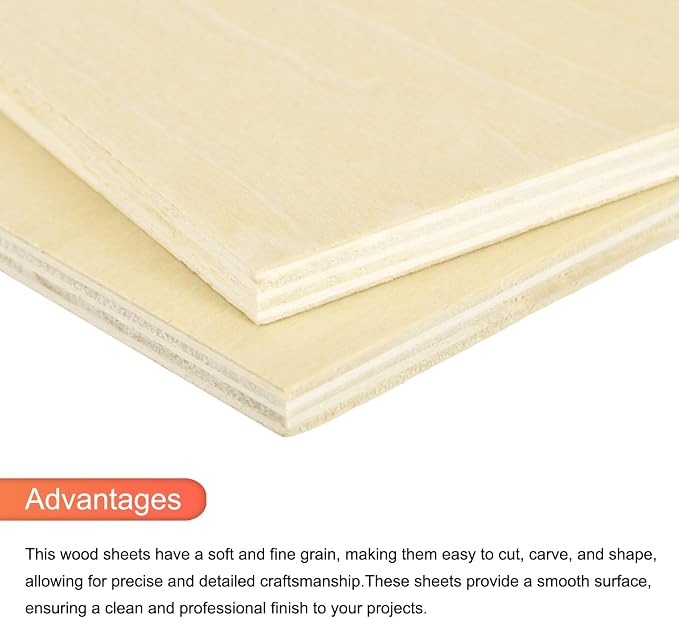 MECCANIXITY 3pcs Basswood Sheets 18 x 12 x 5/16 Inch Unfinished Wood Boards - Image 4