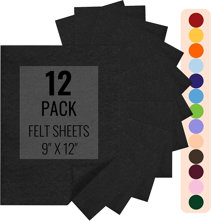 IONTACH 9" X 12" Felt Fabric Sheets 1.6mm Thick | Soft Felt by IONTACH
