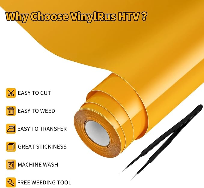VinylRus Heat Transfer Vinyl-12” x 25FT Iron on Vinyl Roll - Image 3