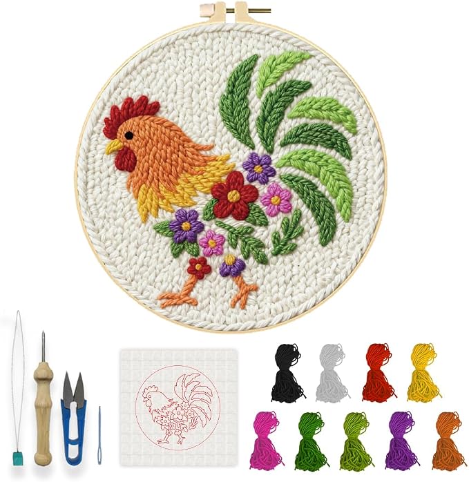 INFUNLY Rooster Punch Needle Embroidery Kits by INFUNLY