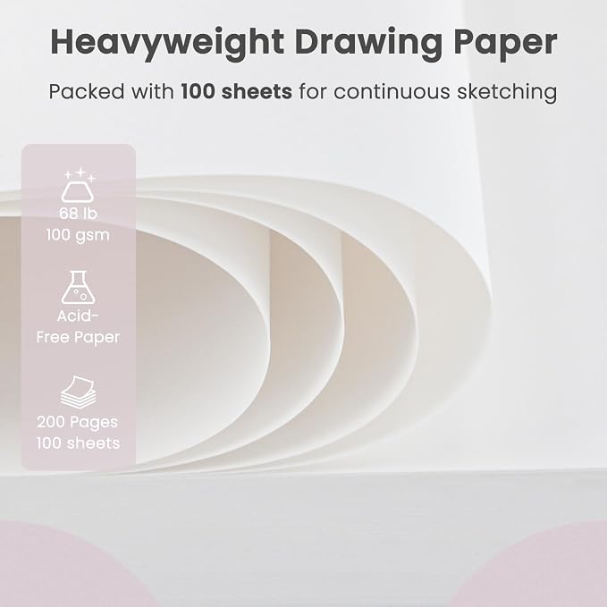 Cute Sketch Book for Kids Ages 8-12 Girls, 1 Pack-100 Sheets Purple Sketch Book - Image 3